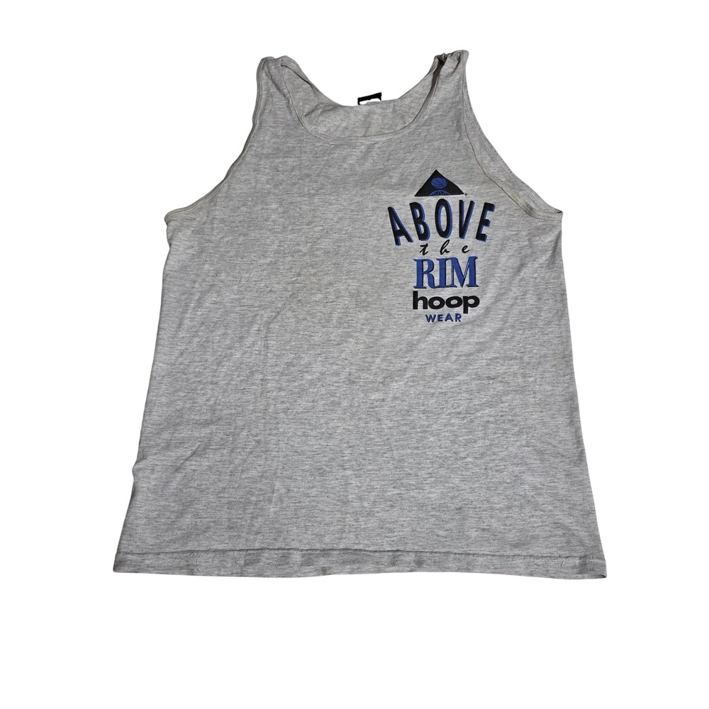 Vintage Above The Rim Hoop Wear Tank Top Gray Basketball Graphic Mens Medium USA